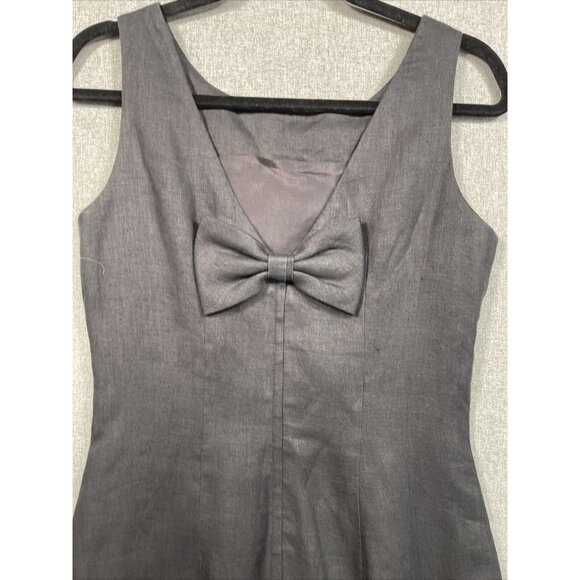 Steven Stockman Women’s 100% Linen Dress Size 4 Black Back Bow - Picture 10 of 11